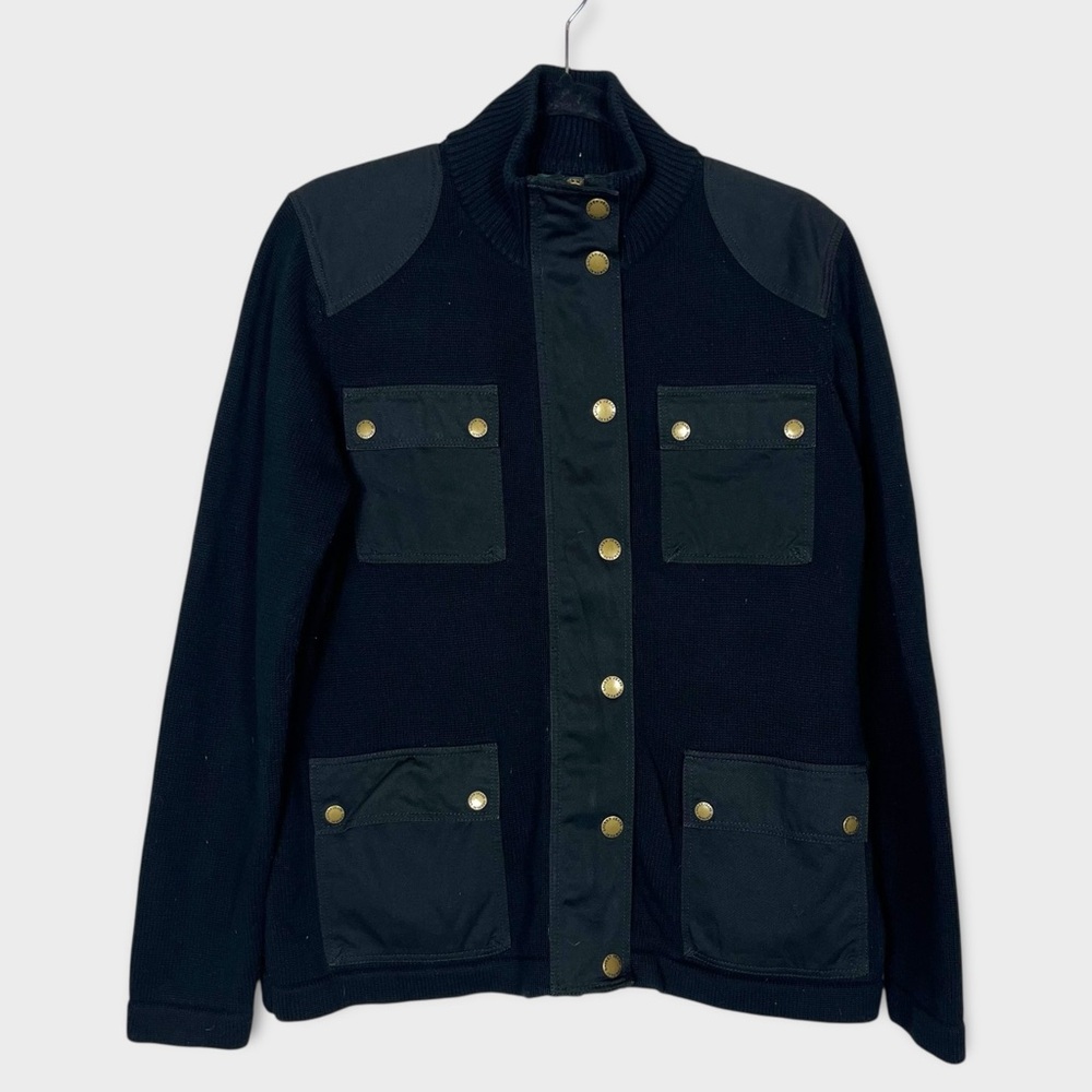Lauren‎ Ralph Lauren Knit Military Equestrian Sweater Coat XL Snap Barn Jacket